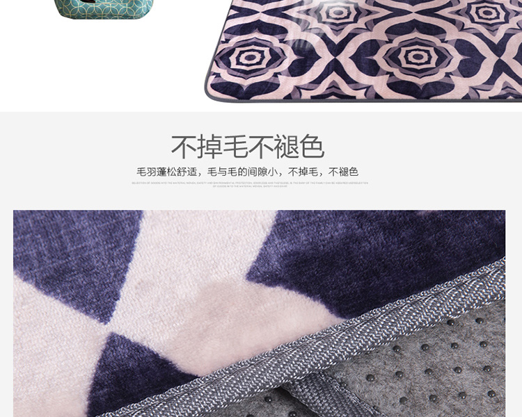 
                                        LEELAND礼澜 现代简约客厅卧室防滑地垫云肤绒地毯爬行毯 北欧花恋 190*195CM                