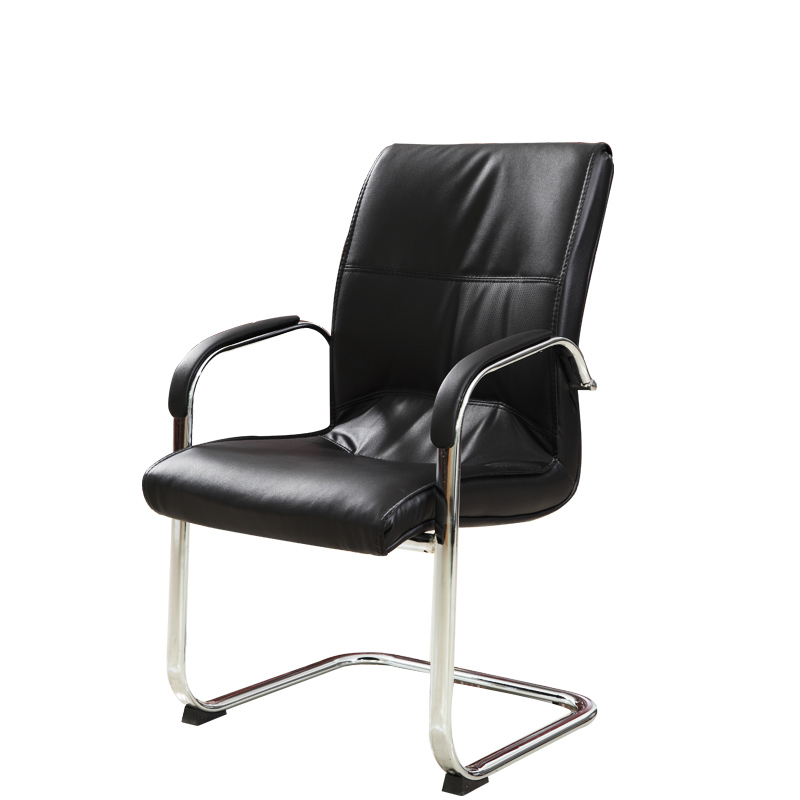 锡田家具会议椅 韩皮弓型钢架 接待椅办公椅人体工学椅子电脑椅学生学习写字现代简约书房座椅子家用办公 黑色架现货