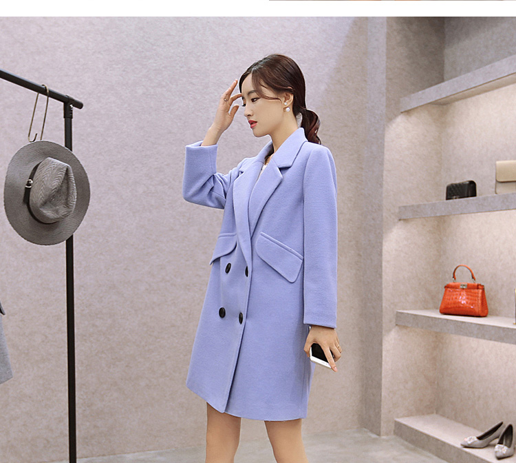 佰仕帝 2015新款毛呢大衣女毛呢外套韩版中长款风衣修身 红色  M