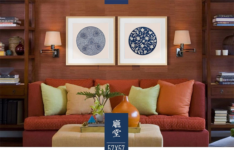 
                                                                                星川现代客厅装饰画沙发背景墙三联新中式挂画民族风壁画 锦绣 素锦三件套 40*40 33mm木纹框                