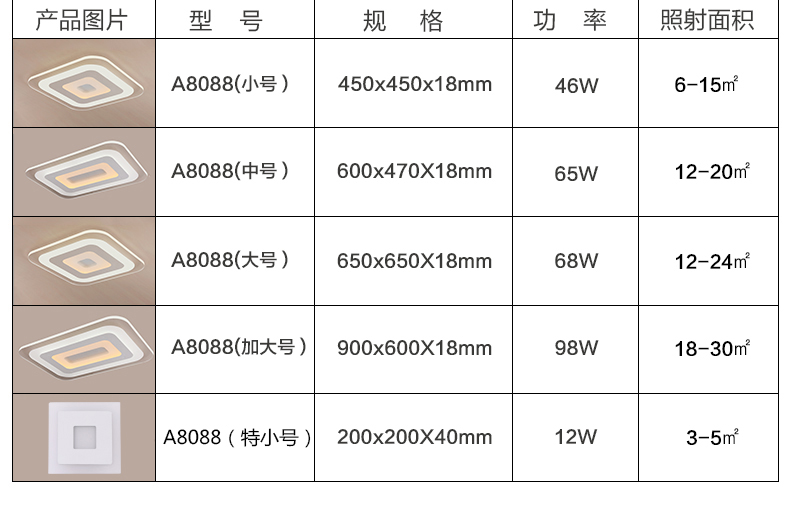 嘉饰邦 led吸顶灯中式薄现代简约客厅灯长方形大气灯具卧室温馨A8088 45*45CM 46W外白内黄