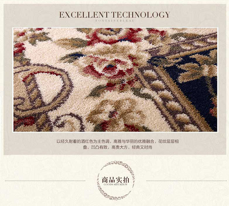 KAILI地毯 客厅茶几地垫 卧室满铺床边毯 简约时尚风格 5301BE 80x120cm