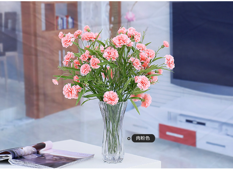 伊丽雅佳 仿真单支花康乃馨 假花花束 人造花 花瓶插花花艺 白色