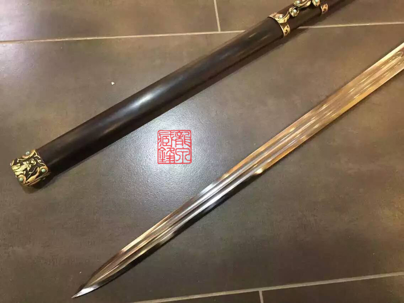 重剑唐剑汉剑龙泉藏锋宝剑未开刃 八面开双槽款式 13道手工精研 古法