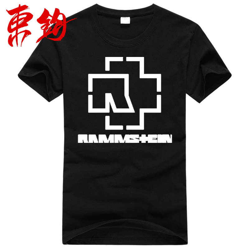 东钧rammstein 夏季男士短袖t恤 德国战车t-shirt 战车乐队logo印花