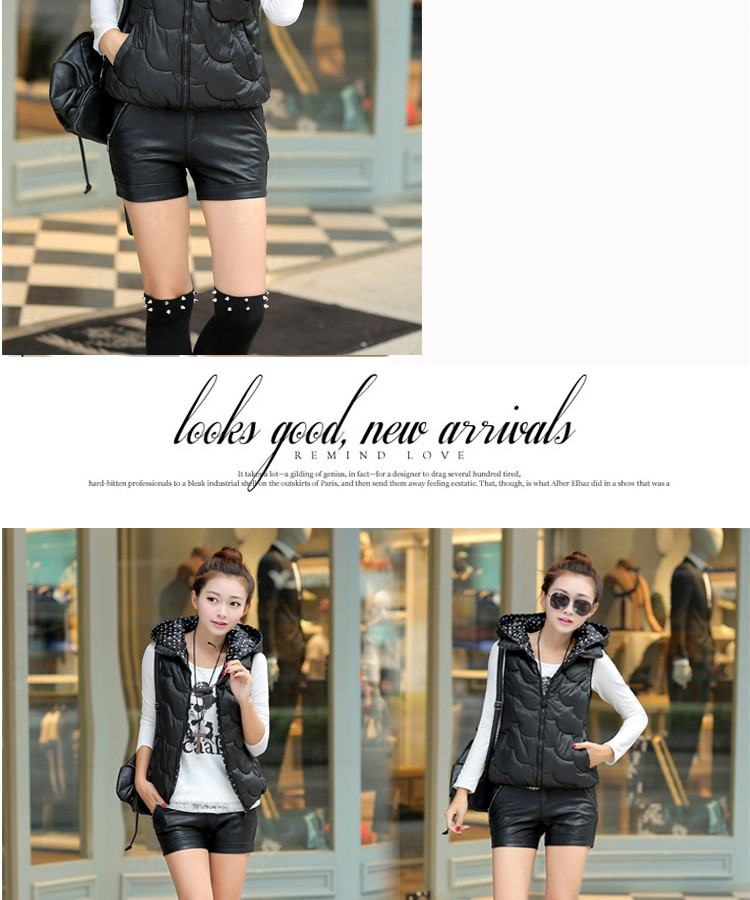 <em>羊诺</em>2014秋冬装新款韩版连帽加厚短款背心马