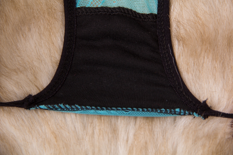 妃丝柔 性感大开档三角裤 女士内裤诱惑情趣内衣蕾丝透明t裤真人 黑色