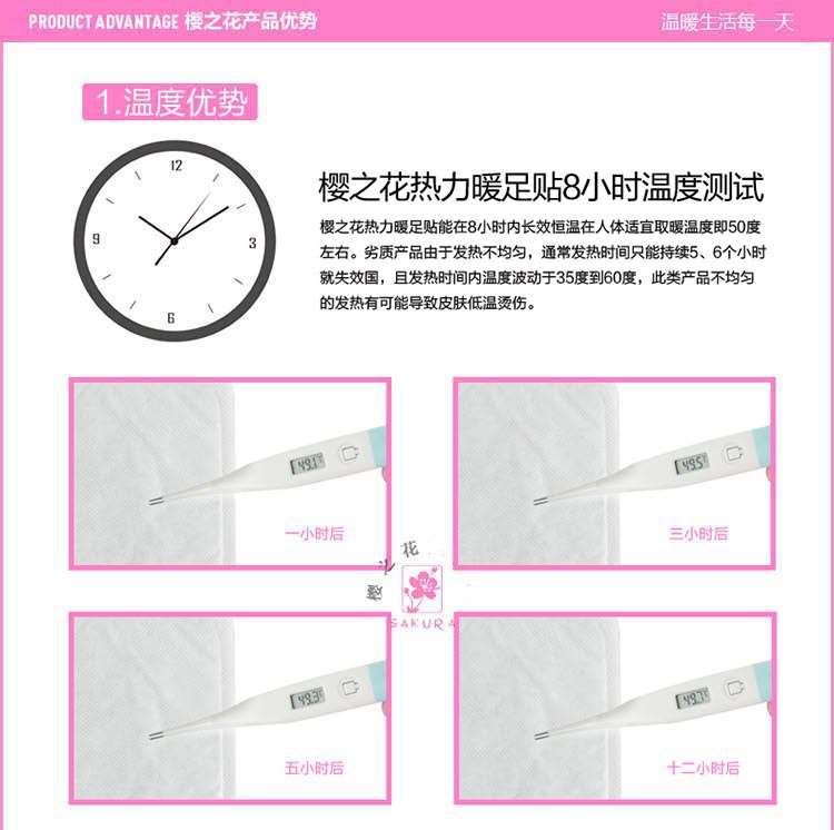樱之花 8小时迷你贴热力贴 暖宝宝发热贴 24片 8小时迷你贴2014款