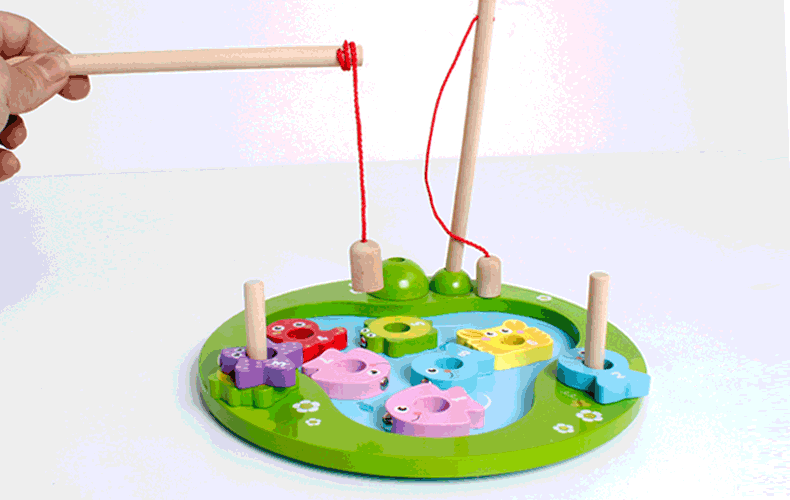 木质儿童钓鱼玩具磁性木制宝宝早教益智力玩具 钓鱼亲子游戏 1-4岁