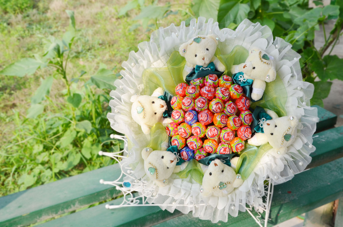 迷尼金莎熊熊乾燥花束 – 喜樂創意設計花店
