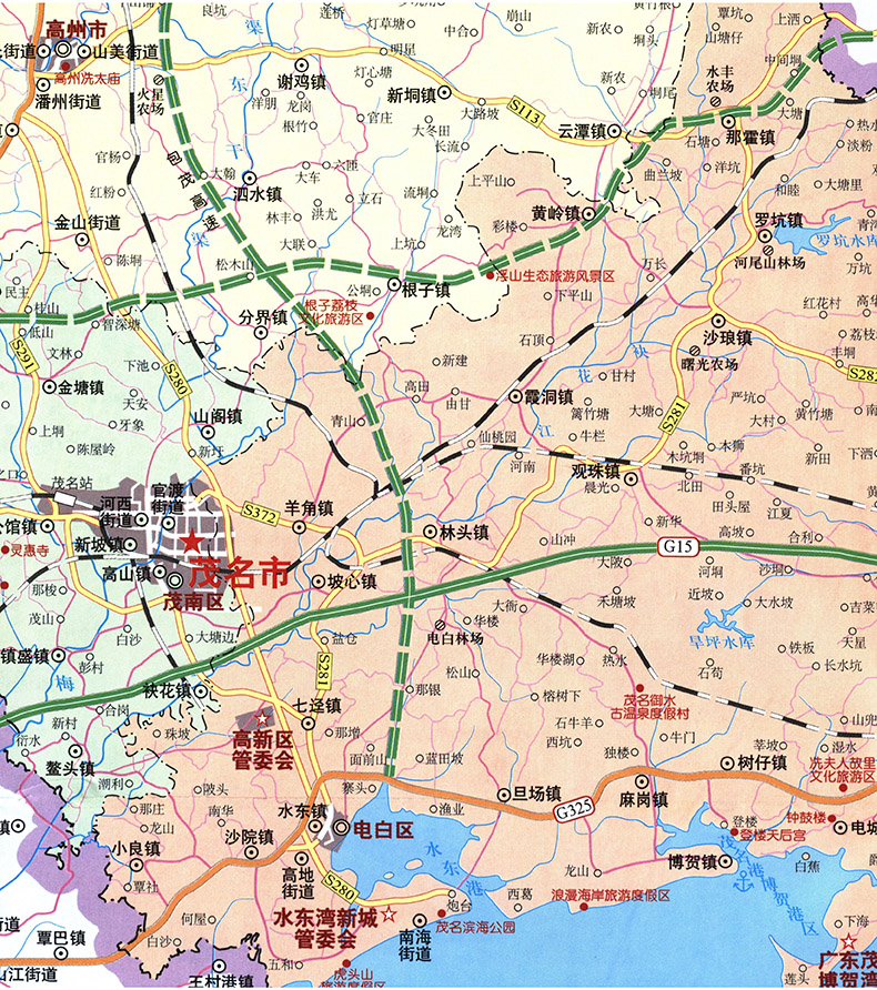 2017年 新版 茂名指南地图 广东省茂名市中心城区图