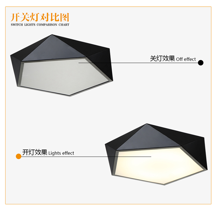 简普现代简约家居家装灯具几何吸顶灯宜家简约客厅吸顶灯时尚客厅灯卧室灯餐厅灯书房LED吸顶灯 黒色小号42CM 白光LED光源