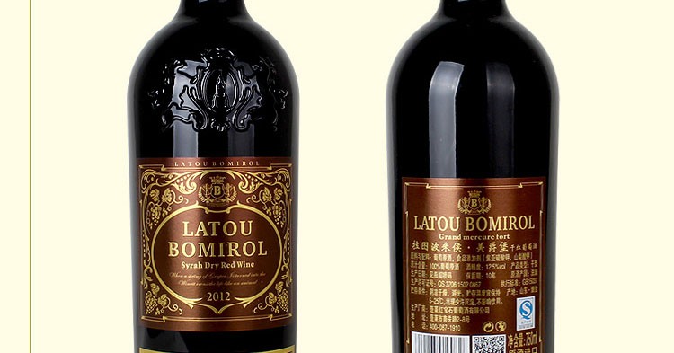 法国进口浮雕重型瓶拉图柏米候美爵堡干红葡萄