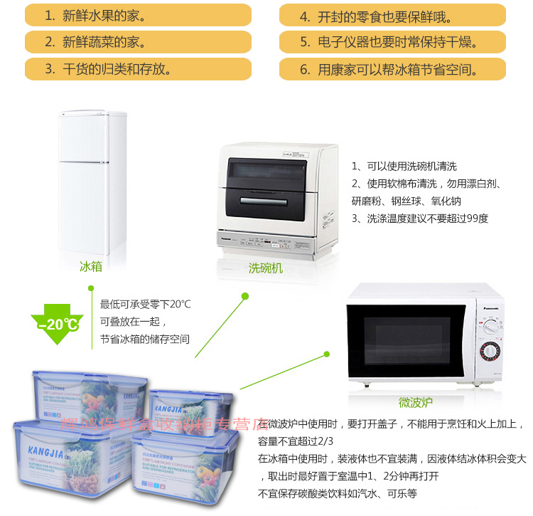 特大号KANGJIA保鲜盒 手提鲜肉冷藏箱 密封蔬果箱防潮箱 透明塑料收纳盒微波 19升L
