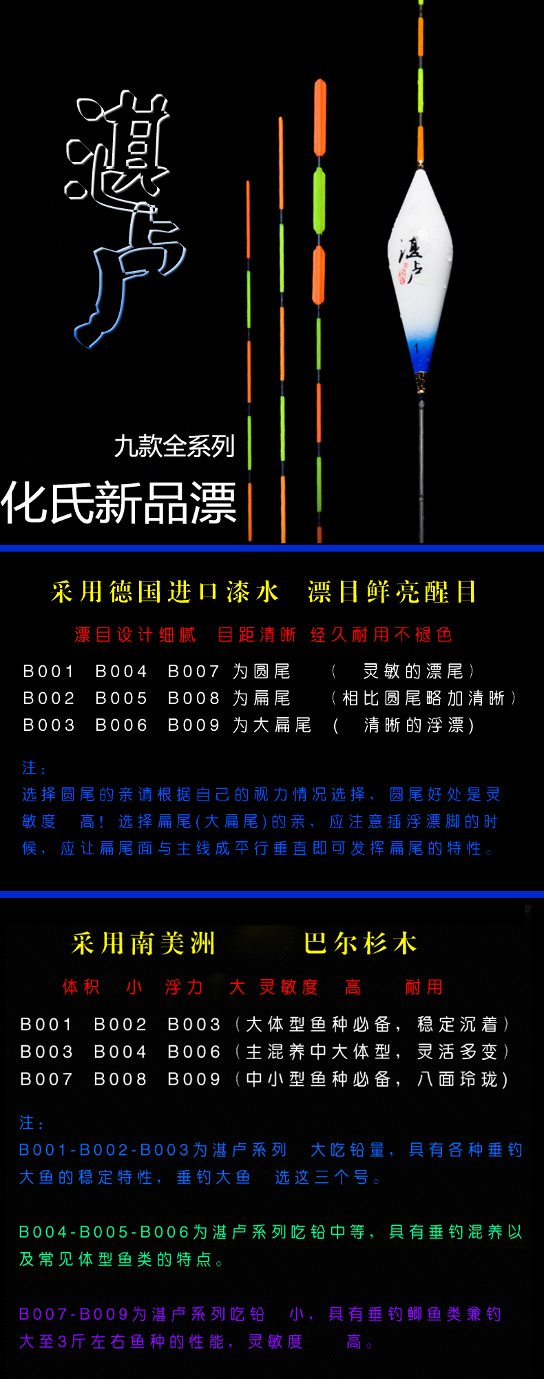 化氏 湛卢浮漂新品浮漂放大尾浮漂大扁尾浮漂加粗尾鲫鱼鲤鱼混养漂 b