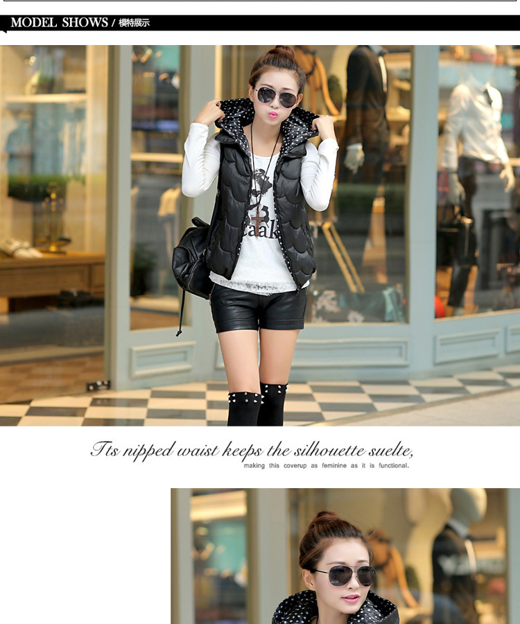 <em>羊诺</em>2014秋冬装新款韩版连帽加厚短款背心马