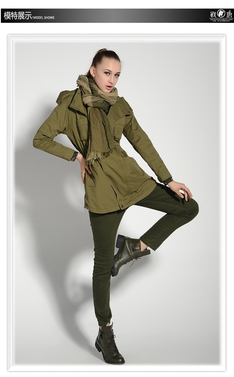 战地 新款<em>军用</em>衣服女款中<em>长款</em>战术<em>风衣</em> 军迷服