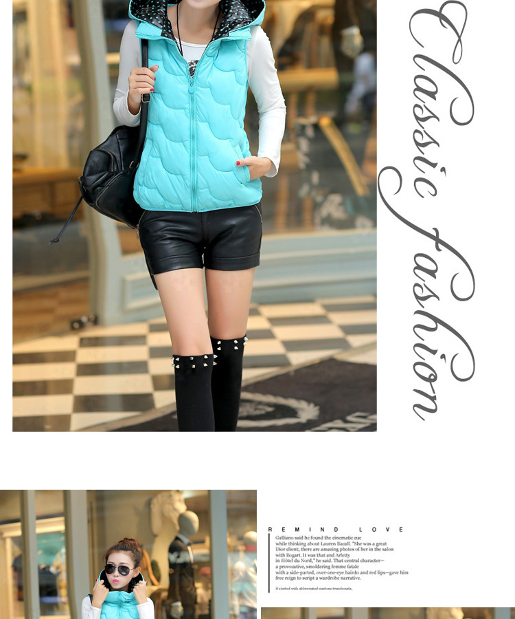 <em>羊诺</em>2014秋冬装新款韩版连帽加厚短款背心马