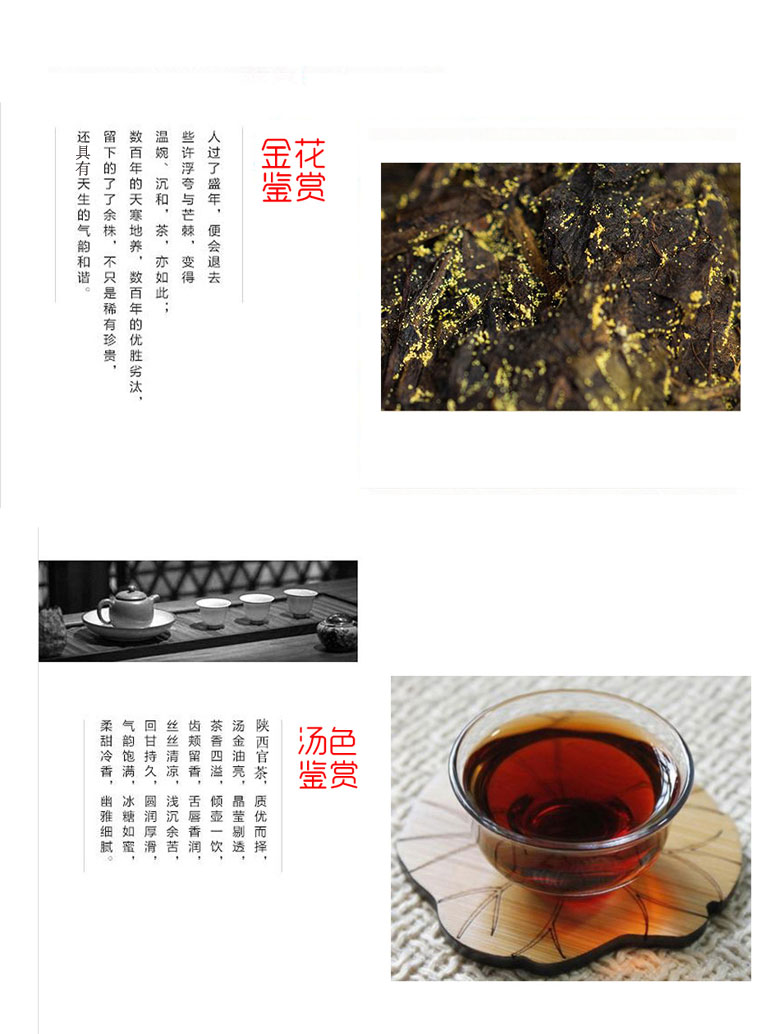 泾盛裕茯茶黑茶陕西官茶5年泾阳茯茶金花茯砖茶纯手筑陕西茶叶实木茯