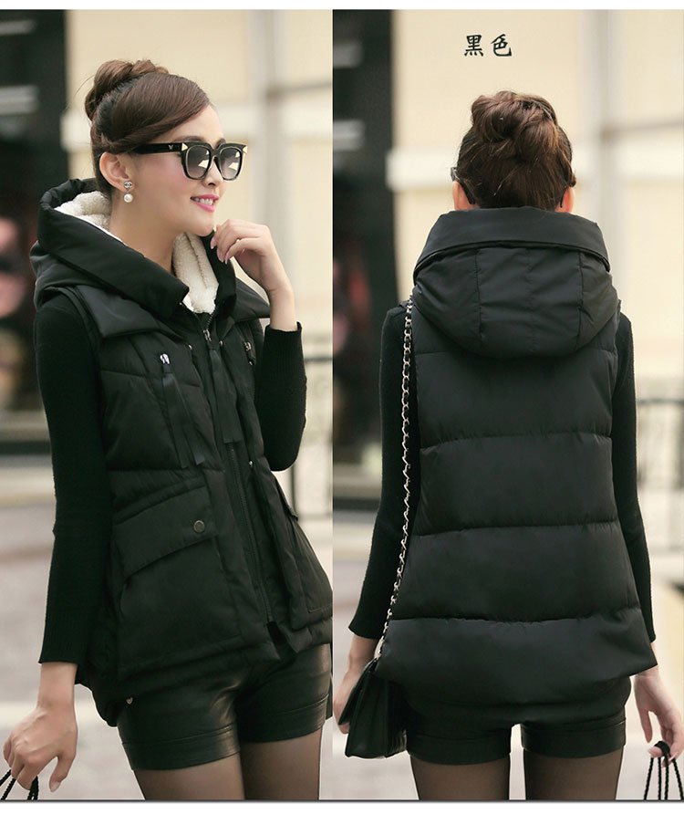 2014新款韩版大码女装<em>连帽羽绒</em>棉<em>马甲女</em>短款