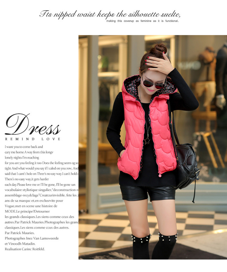 <em>羊诺</em>2014秋冬装新款韩版连帽加厚短款背心马