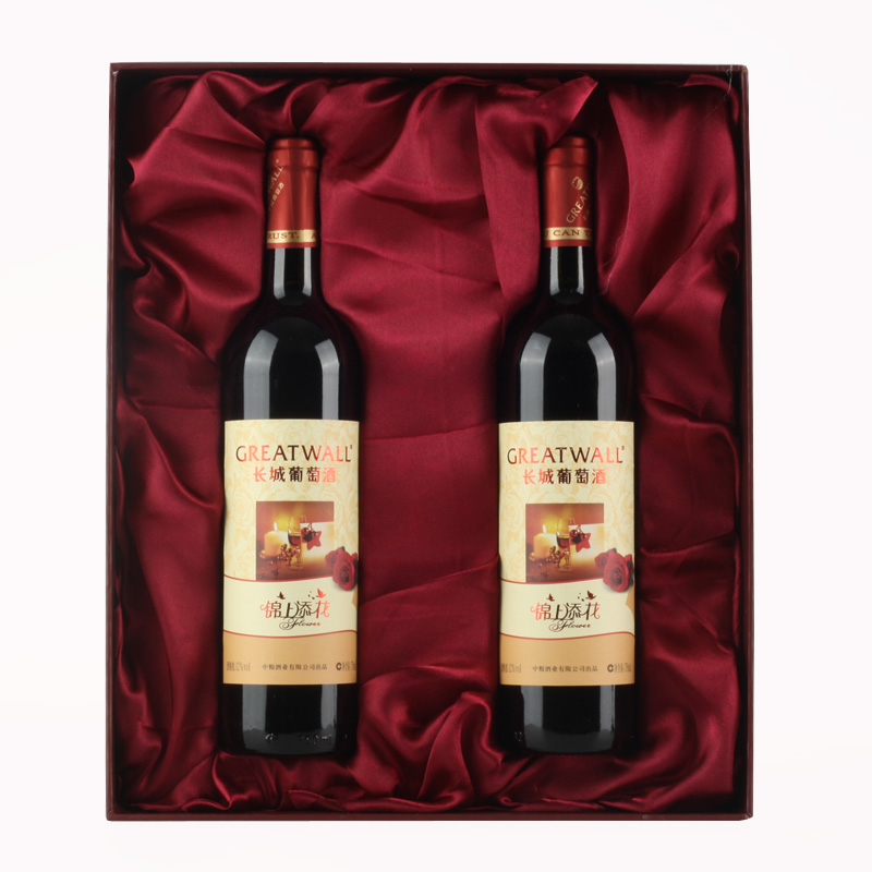 长城锦上添花两瓶礼盒装干红葡萄酒 中粮红酒