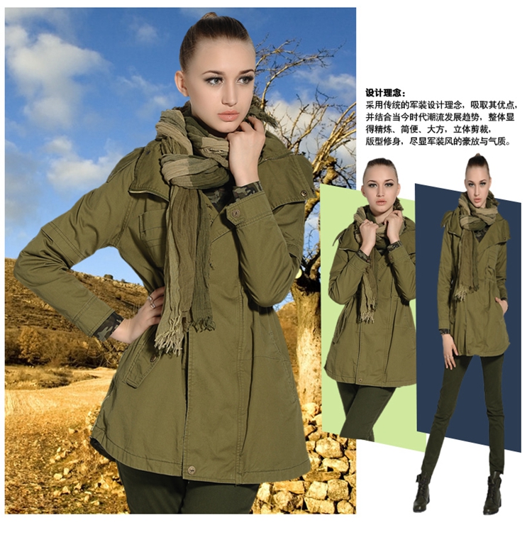 战地 新款<em>军用</em>衣服女款中<em>长款</em>战术<em>风衣</em> 军迷服