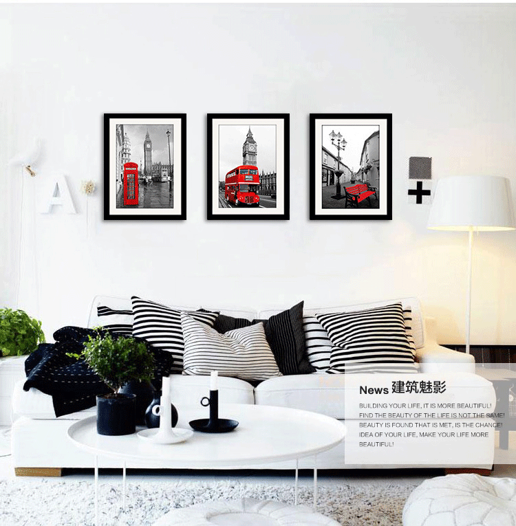 
                                        好久不见 客厅装饰画 沙发背景墙卧室玄关挂画壁画现代简约欧式有框画 埃菲尔铁塔 1款 60*80                