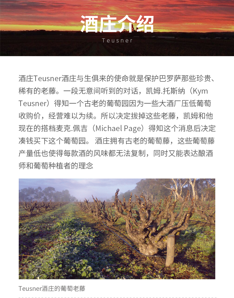 澳洲红五星酒庄猫先生Teusner沃克家族 巴罗萨