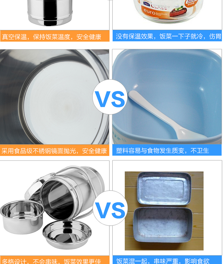 
                                                            神彩（SC） 大容量真空保温提锅双层不锈钢多层保温饭盒学生真空保温桶 保温1.4L (赠送餐具三件套)                