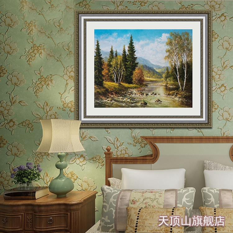 天顶山 装饰画 热销 装饰画餐厅壁画竖版单幅现代客厅书房酒店挂画背景墙画 风景 森林油画 诗情画意 60*70CM