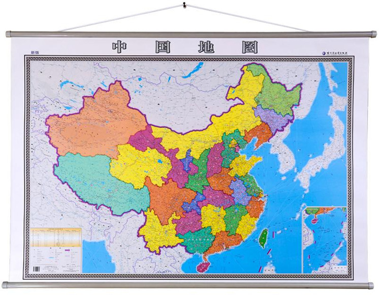 2014年新版 中国地图 横版 1.4*1米挂绳挂图 精装办公家用政区