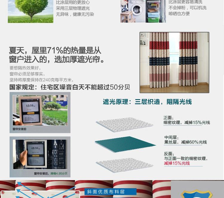 锦绣良缘 地中海撞色窗帘全遮光客厅卧室 隔热隔音定制成品 梦幻仙境 定做打孔式每米(免加工费)