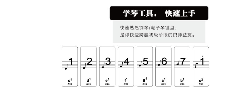 电子琴键盘贴通用透明五线谱简谱键位贴电钢琴 钢琴 手卷钢琴贴纸防水