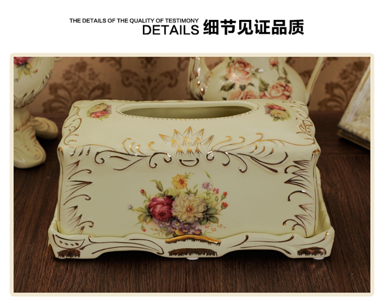 
                                        友来福 欧式象牙瓷纸巾盒摆件 家居客厅卧室装饰品 手工工艺品 结婚乔迁                