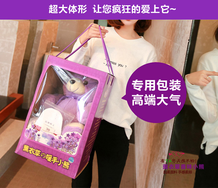 薰衣草小熊  可拆洗电热水袋  绒暖手宝 热水袋 暖宝宝  充电暖水袋 电暖宝 暖手袋 薰衣草小熊热水袋