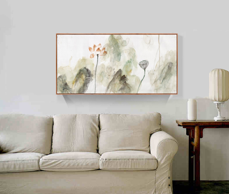 金石原创客厅卧室挂画 李晓明国画牡丹 新中式风格酒店装饰墙画 A款单幅价格 60*120韩国烫膜框原木色