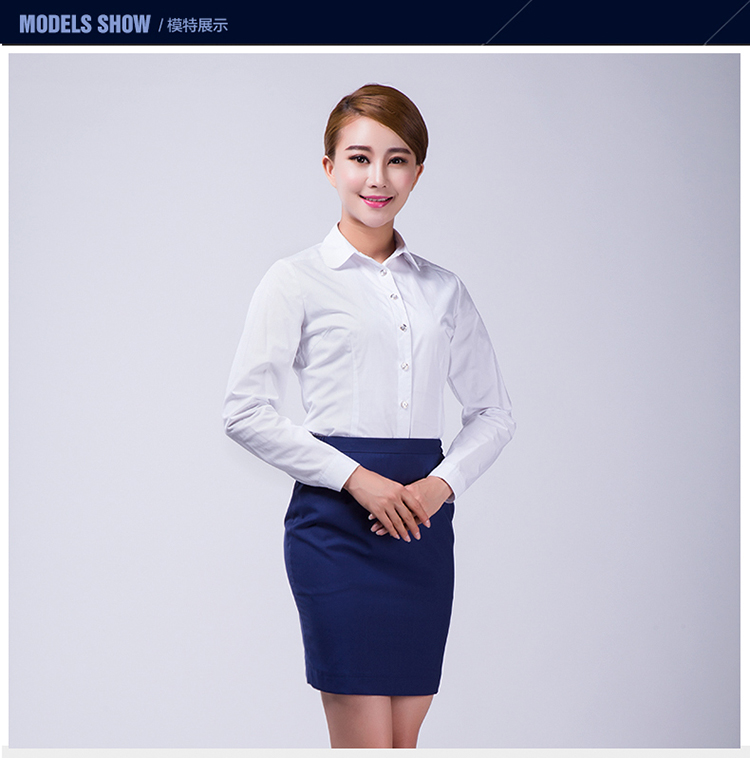 金色佳艺 航空制服空姐制服修身长袖衬衫秋冬职业装女衬衫打底 白色 L