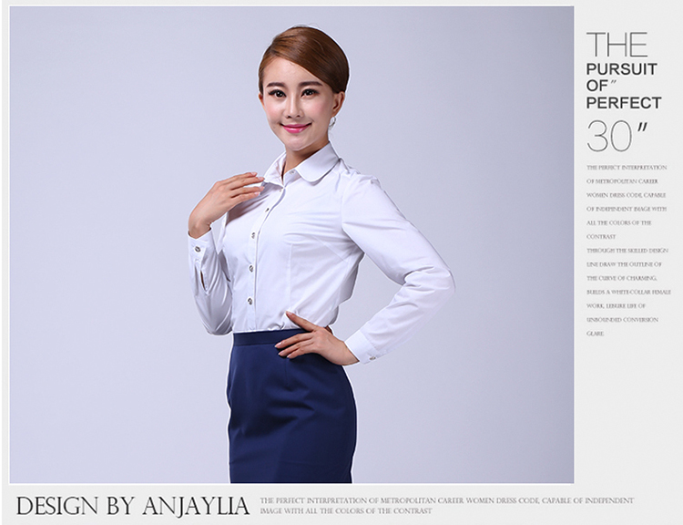 金色佳艺 航空制服空姐制服修身长袖衬衫秋冬职业装女衬衫打底 白色 L