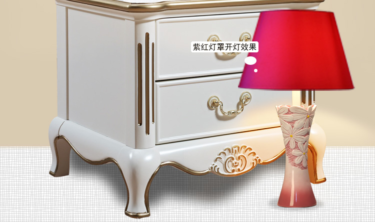结婚创意卧室台灯 时尚实用设计婚庆台灯礼品 装饰摆件红色高档送朋友礼 粉红灯体 对装 粉红灯罩
