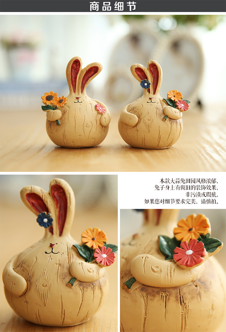 
                                        玐玖琦珥 摆件工艺品装饰品树脂胖蒜小兔子摆件欧式摆件饰品一套2件摆件工艺礼品 TC016                