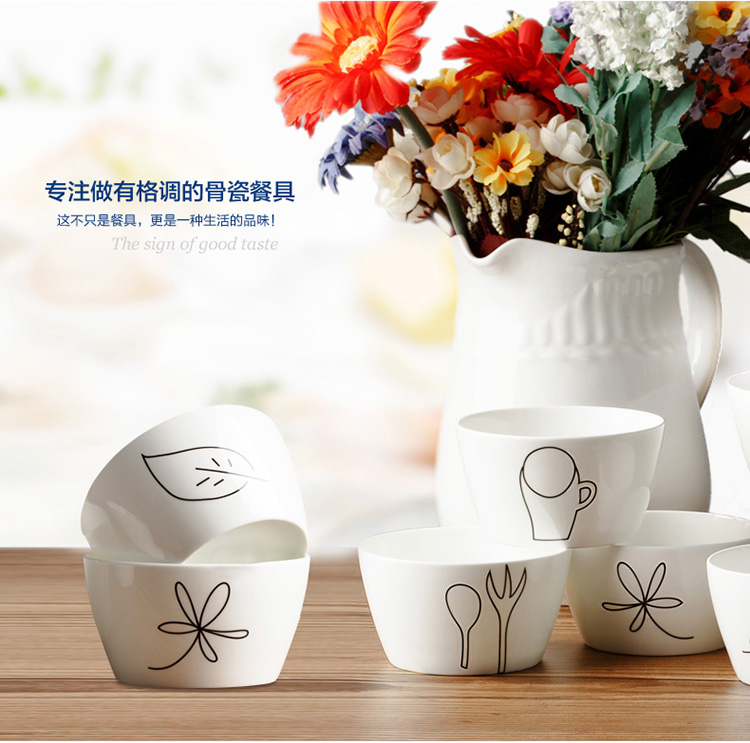 
                                                            国玥 物语4.5英寸米饭碗套装陶瓷碗具 骨瓷餐具碗套装（不指定花色，花色随机发）                