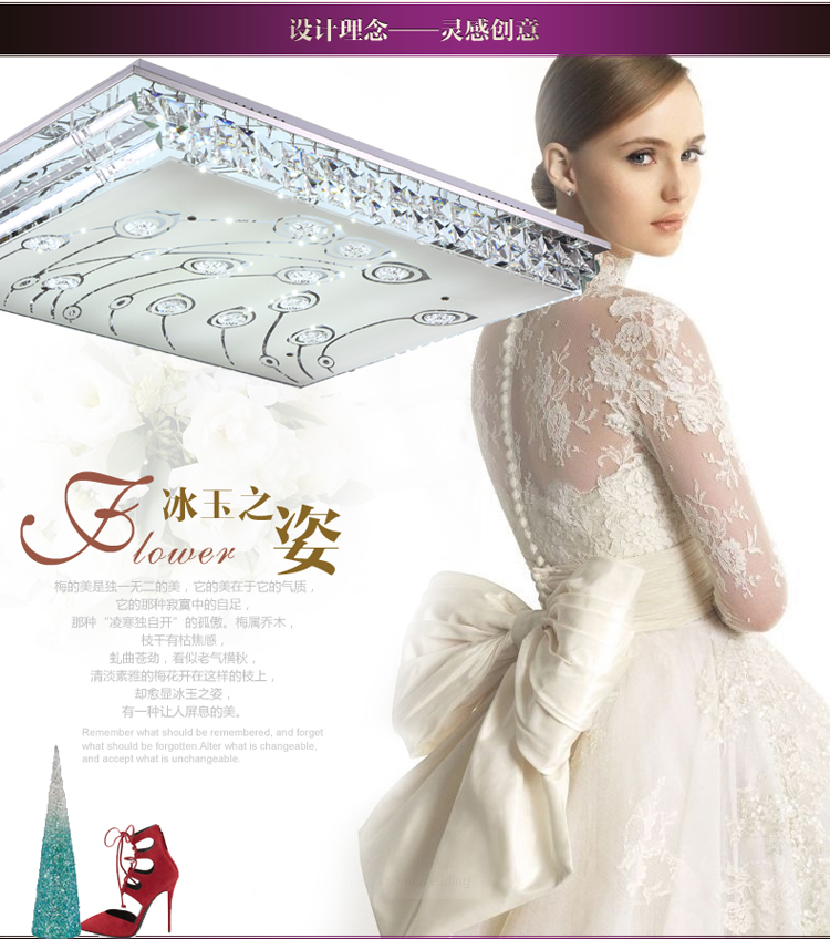 艾登 清仓现代简约客厅灯 卧室灯 餐厅灯 书房灯 LED吸顶灯 水晶灯 小号52*52 正白光  没货了勿拍