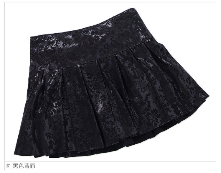 欧洲站2014新款秋冬海宁绵羊皮真皮女时尚百搭半身裙显瘦百褶裙 黑色 M