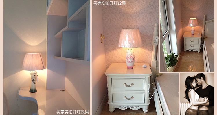 卡烁尔红色高档结婚创意卧室温馨台灯 时尚实用设计婚庆台灯礼品 送朋友卧室装饰摆 粉色灯体 对装 粉红灯罩