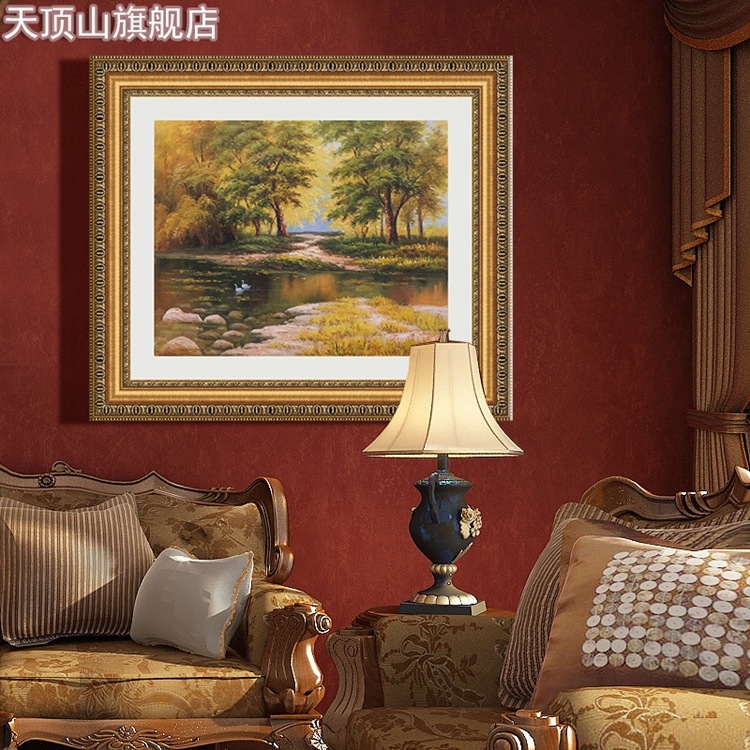 天顶山 装饰画 热销 装饰画餐厅壁画竖版单幅现代客厅书房酒店挂画背景墙画 风景 森林油画 诗情画意 60*70CM