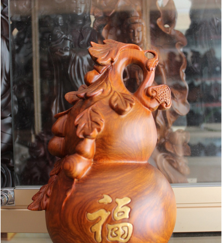 木雕摆件葫芦红木非洲花梨木雕刻摆件 家庭床头和睦摆件