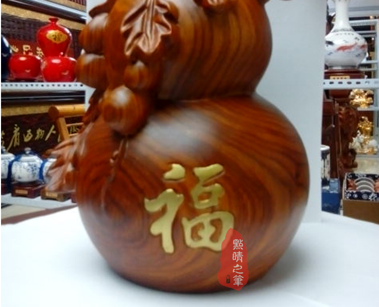 木雕摆件葫芦红木非洲花梨木雕刻摆件 家庭床头和睦摆件