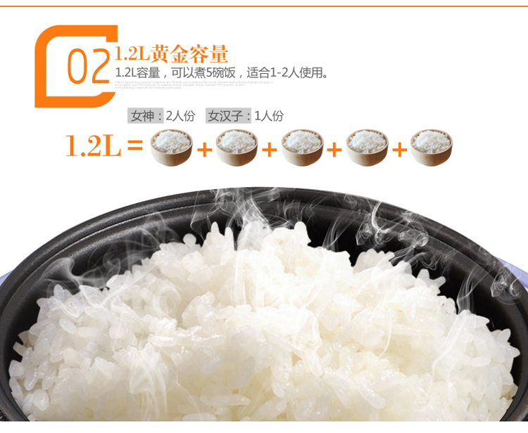 麦卓MAKEJOY MJ-6612迷你电饭煲多功能学生宿舍小电饭锅煲1.2L 6612白色1.2升