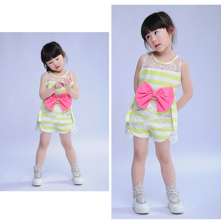 玩美从速<em>女童</em>宝宝夏季套装无袖<em>上衣加短裤</em>韩版